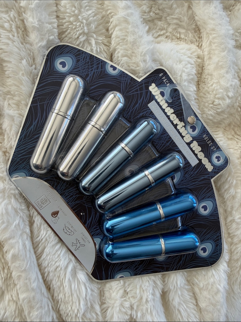 Travel-Sized Refillable Perfume Atomizer Set - Blue & Silver